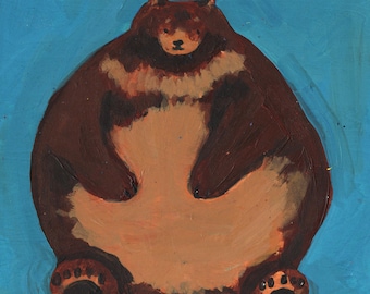 Oso gordo - Pequeño cuadro original