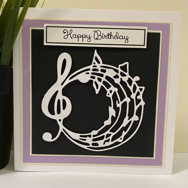 Musical notes birthday card, handmade musical notes, musical card