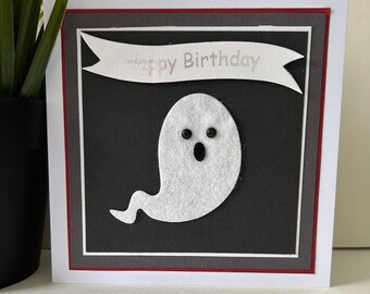 Handmade Ghost Birthday Card, Spooky Birthday, Happy Boo Day