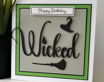 Handmade Wicked Inspired Birthday Card, Musical Theatre Fan