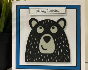 Handmade Bear Birthday Card for Dad, Grandad