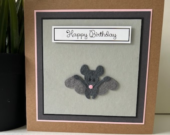 Handmade Bat Birthday Card, Spooky Halloween Design