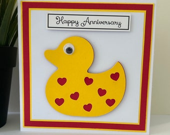 Rubber Duck Anniversary Card, Handmade Embellishment