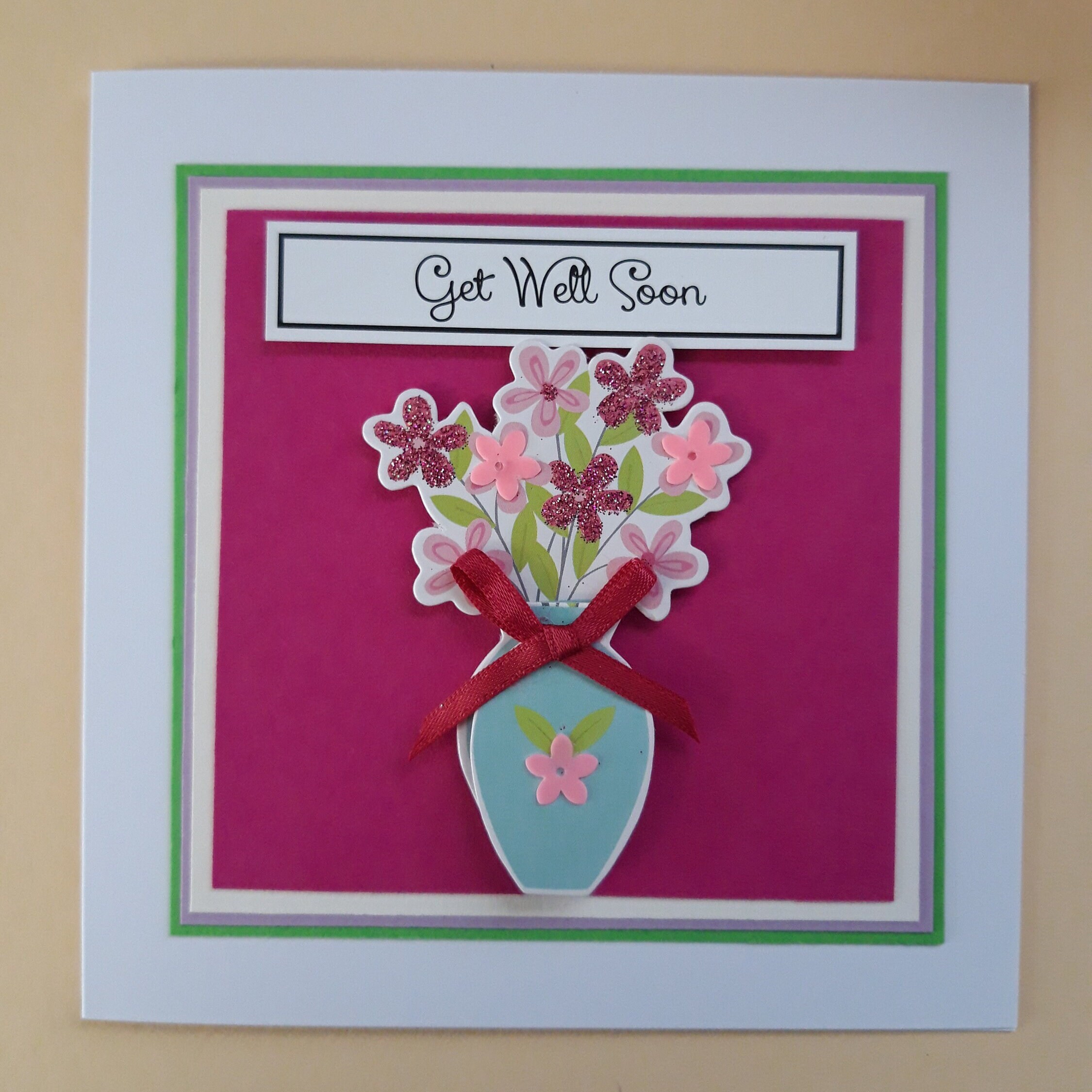 Handmade Get Well Soon Card, 3D Flower Embellishment - Etsy UK