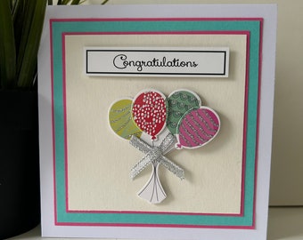 Handmade Congratulations Balloons Card, Well Done, New Job