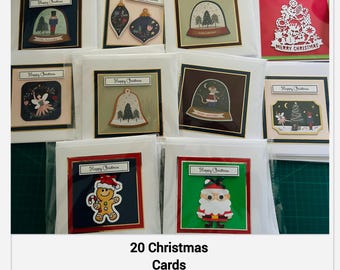 Handmade Christmas Card Set, 20 Holiday Cards, 10 Unique Designs