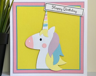 Handmade Unicorn Birthday Card, Girl's Birthday