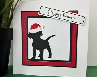 Handmade Dog Christmas Card, Die Cut Embellishment