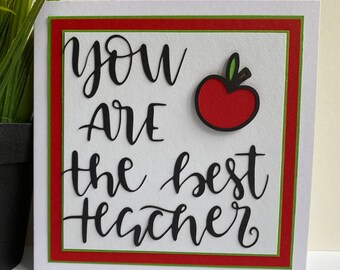 Handmade Teacher Thank You Card with Apple Embellishment