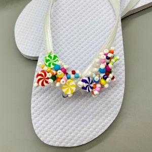 Mixed Colored Swirl Beaded Flip Flops