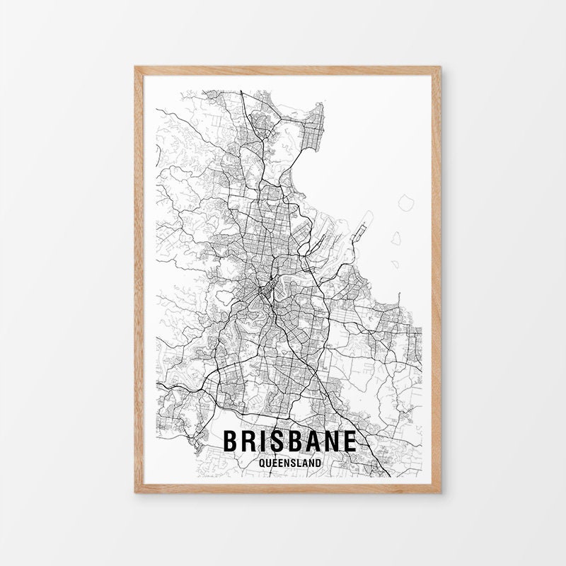 Wall Décor Printable Wall Art Modern Home Decor PRINTABLE Brisbane Map