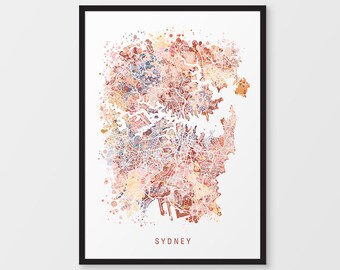 Abstract Sydney Map Print – NSW Australia City Art Poster