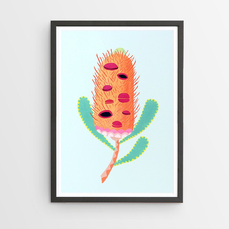 Banksia Flower Art Print / Australian Flora / Giclee Print / Etsy