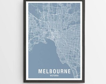 Melbourne Area Map Print - Various Colours / Australia / City Print / Australian Maps / Giclee Print / Poster