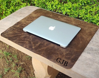 Personalize Leather Desk Pad, Rusty Brown Office Mat, Large Desk Blotter, Leather Placemats, Computer Table Mat, Large Mousepad, Christmas