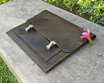 Leather Laptop Sleeve, Leather Office Bag, Double lock distressed macbook case, iPad Cover, Macbook Pouch, iPad Case, macbook retina 11" 13"