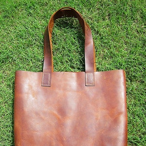 Large Brown Leather Tote Bag, Distressed Black Full Grain Bucket Bag, Girls Ladies Shopping Bag, Vintage Leather Bag, Mothers Day image 6