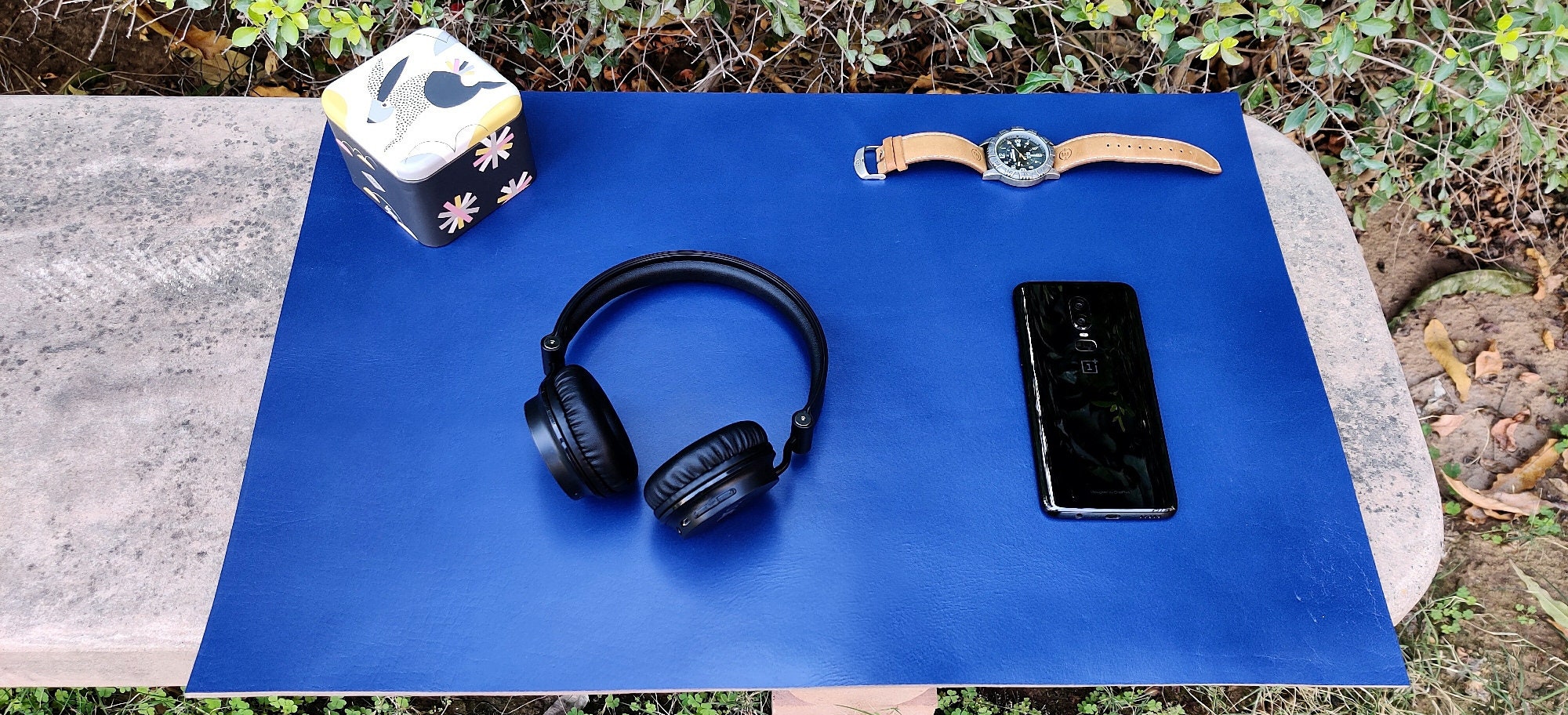 Leather Table Mats Leather Conference Desk Pad Blue Navy Etsy