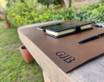 Brown Leather Mat, Top Grain Desk Pad, home office table mat, birthday gifts, teacher gift personalized gaming mousepad, office accessories