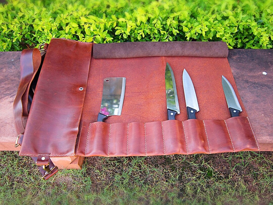 Leather Knife Roll Knife Bag Genuine Leather Vintage Brown Best Knife