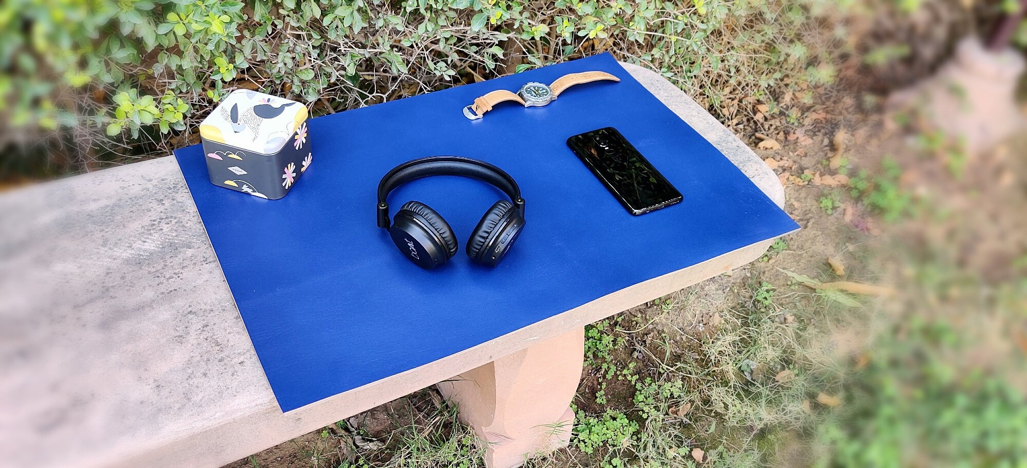 Leather Table Mats Leather Conference Desk Pad Blue Navy Etsy