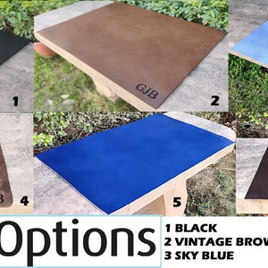 Extra Large Leather Desk Blotter, Writing Mat Pad, Schreibtischunterlage, Black Custom Organizer Personalized, Computer Placemat