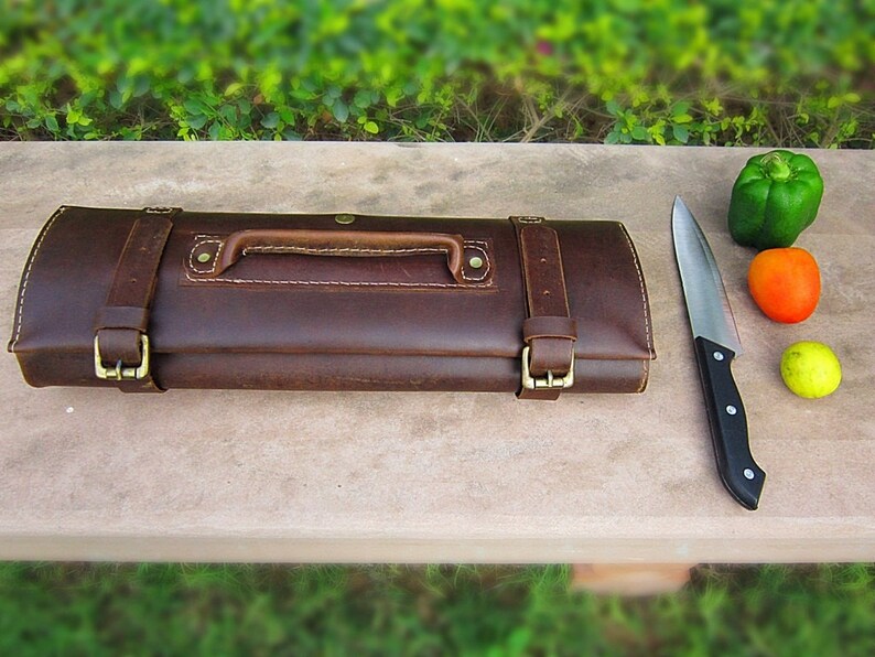 Personalized Leather Knife Bag Chefs Knife Roll Leather Gift Etsy