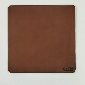 Braune Leder Mauspads, personalisierte Leder Mousepad - Vollkorn Premium Echtleder Schreibtischunterlage, Benutzerdefinierte Initialen Gravur Schreibtischmatte