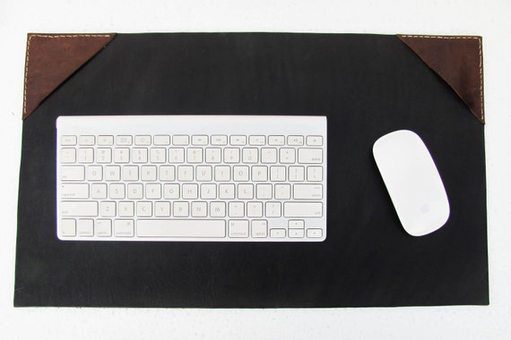 Vintage Black Genuine Desk Mat Leather Desk Mat Pad With Etsy