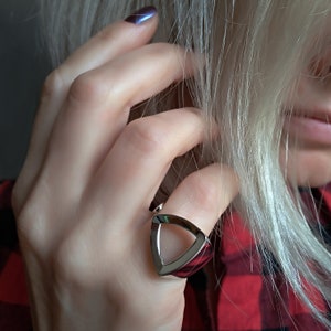 Dreieck Sterling Silber Offener Ring | Geometrische Zeitgenössische Moderne Einfache Trendige Schmuck