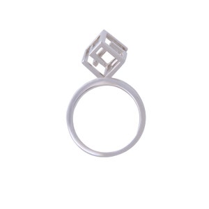 Cube Ring Sterling Silver | Geometric Trendy Contemporary Modern Jewelry