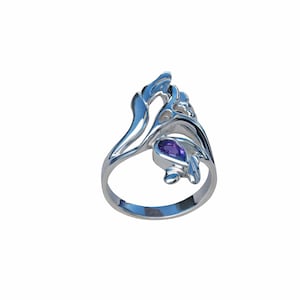 Midnight Jazz Amethyst Ring | Sterling Silver Natural Gemstone | Contemporary Modern Unusual Cocktail Jewellery