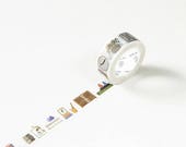 15mmx7m, Life washi tape, clock washi tape, desk, plant washi tape, book washi tape, pen, Travel Journaling, Deco Tape, picture Washi Tape