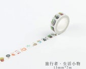 15mmx7m, Cactus Washi Tape, life Washi Tape, leaf Washi Tape, flowerpot, green, plant, beautiful, Masking Tape, Pastel Washi Tape, Deco Tape