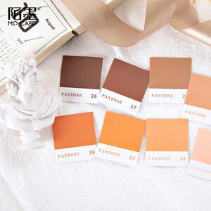 May include: A set of eight color swatches, labeled with Pantone numbers, ranging from brown to orange. The swatches are arranged in two rows of four, with the brown swatches on top and the orange swatches on the bottom.