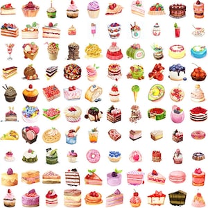 100 pcs, autocollants de nourriture délicieuse, autocollants de nourriture, autocollants de dessert, autocollants de gâteau, autocollant d'agenda, papeterie kawaii, autocollants de scrapbooking