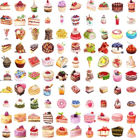 100pcs, Delicious Food Stickers, Food Stickers, Dessert Stickers