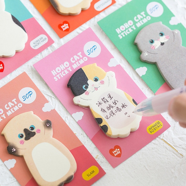 Cute Cat Sticky Notes, planner memo, to do sticky notes, Kawaii Notepad, scrapbook, colourful, cute memo pad, Stationery, planner accessory