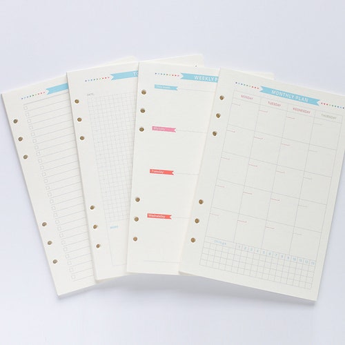 Personal Planner Inserts 40sheets 9.5cmx17cm Weekly Plan Etsy