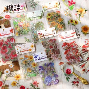 40 pezzi, adesivi per piante, adesivi per fiori, funghi, decorazione per album fotografici, diario, adesivi per planner, adesivi per album, temi della natura