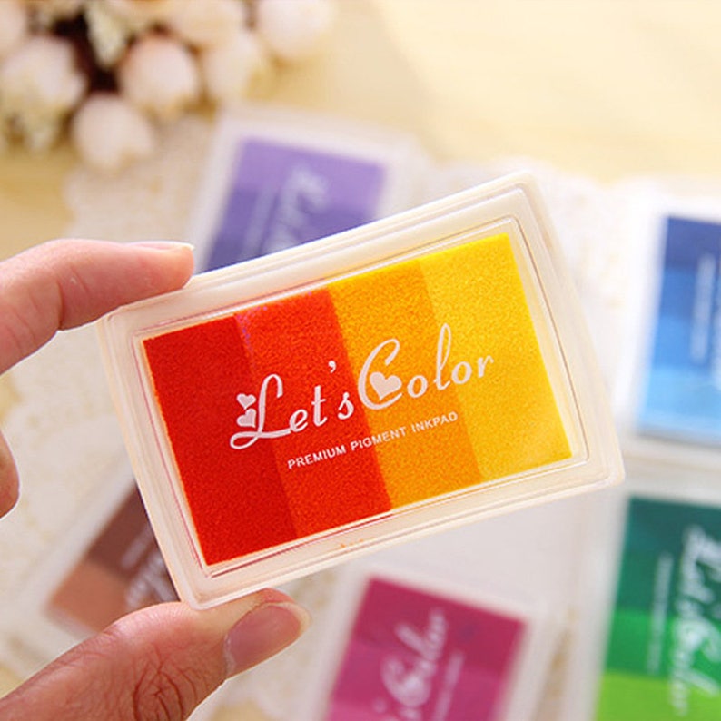 Ink Pad, Colorful Inkpad, Stamp Ink Pad, Rainbow Ink pad, Multi- Color Inkpad, Gradient Ink Pad, Green, blue, purple, red, coffee, yellow image 4