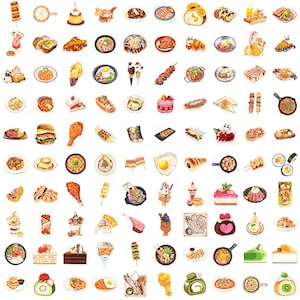 100 pezzi, adesivi alimentari, adesivi carini, fiocchi adesivi, adesivi sigillanti, adesivi kawaii, adesivi per pianificatori, adesivi per album, adesivi per diari