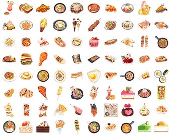 100pcs, food stickers, cute stickers, sticker flakes, sealing sticker, kawaii Sticker, Planner Sticker, Scrapbook sticker, journal stickers