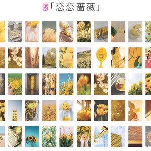 May include: A set of 36 yellow aesthetic scrapbook papers featuring various images of flowers, nature, and everyday objects. The paper is perfect for adding a touch of sunshine to your crafts.