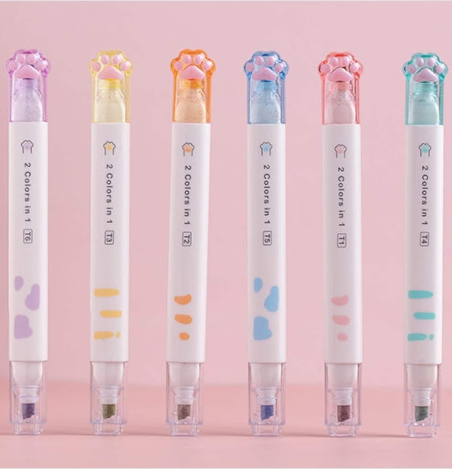 6pcs 12 Colors Cat Paw Highlighter Pen Kawaii Stationary Etsy India