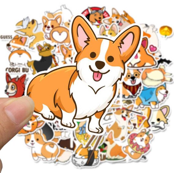 Anime Cartoon Cute Corgi Dogs Puppy Laptop Luggage Stickers 50Pcs//bag