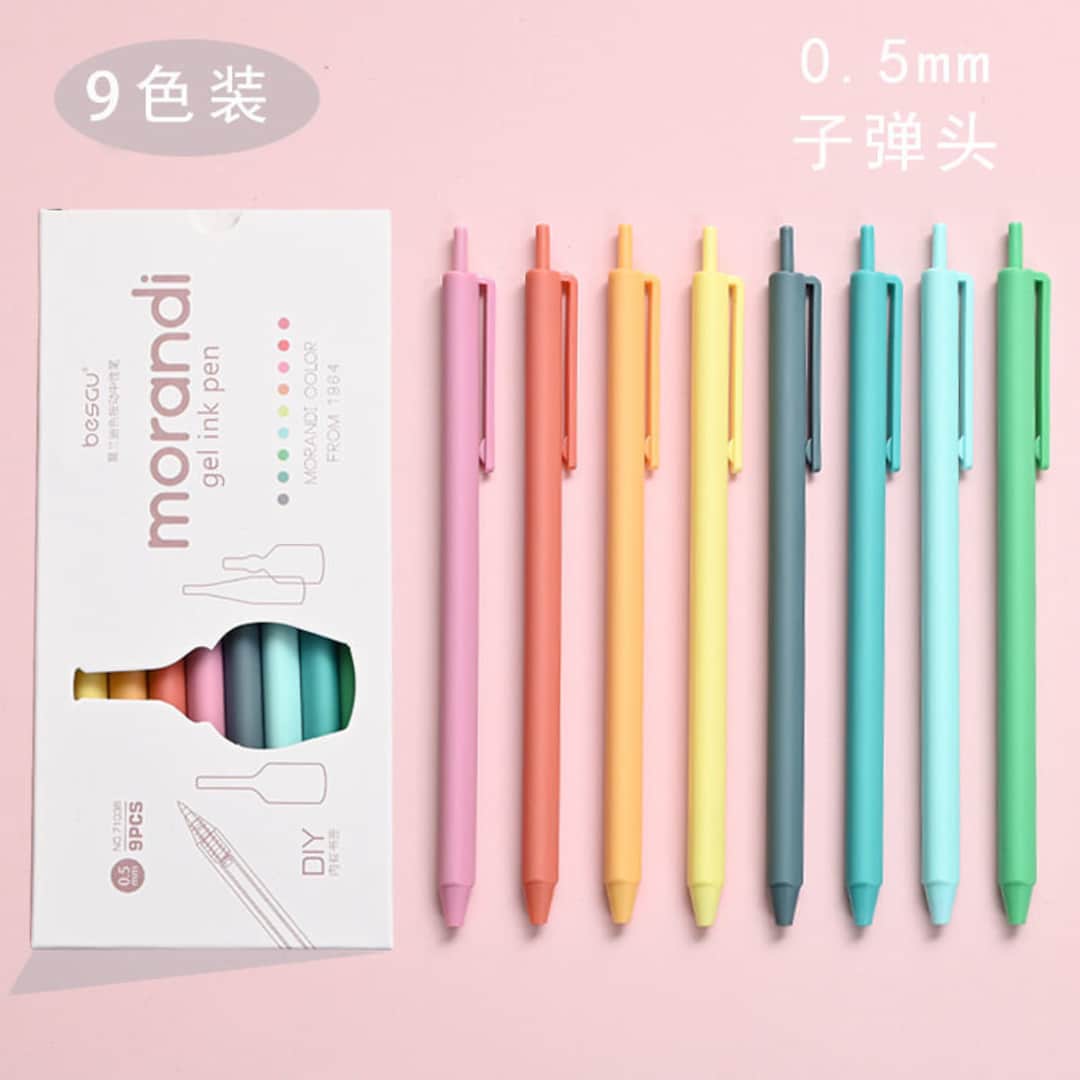 Coloured Ink Gel Pen 9pcs Morandi Gel Pen Set Writing Pen Kawaii School  Supplies Back to School Stationery -  Denmark