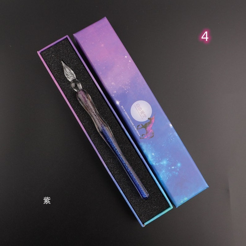 Starry Sky Glass Pen Set, Two-color Gradient Glass Calligraphy, Back To School, Glass Calligraphy Pen, Glass Pen Gift Box, Glass Dip Pen 4