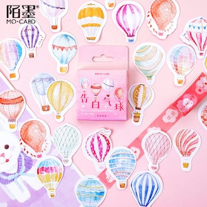 46 pcs, autocollants ballons chauds, autocollants ballons colorés, autocollant pour agenda, autocollant mignon, lot d'autocollants, papeterie kawaii, autocollant de scrapbooking