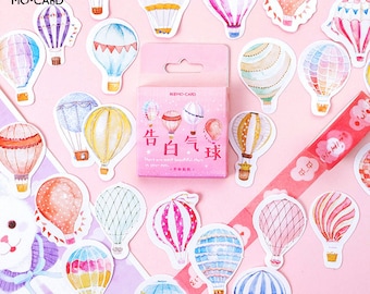 46 pcs, autocollants ballons chauds, autocollants ballons colorés, autocollant pour agenda, autocollant mignon, lot d'autocollants, papeterie kawaii, autocollant de scrapbooking